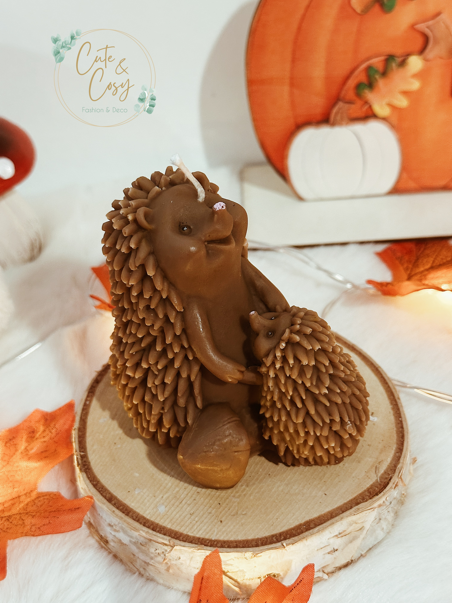 Mama met baby egel - bruin