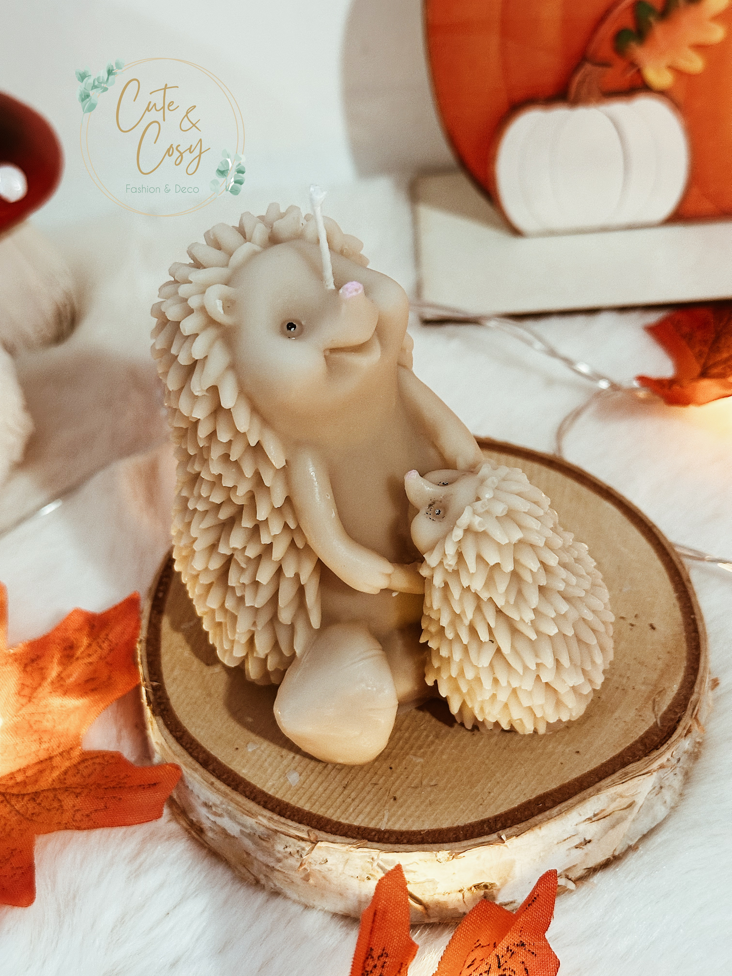 Mama met baby egel - beige