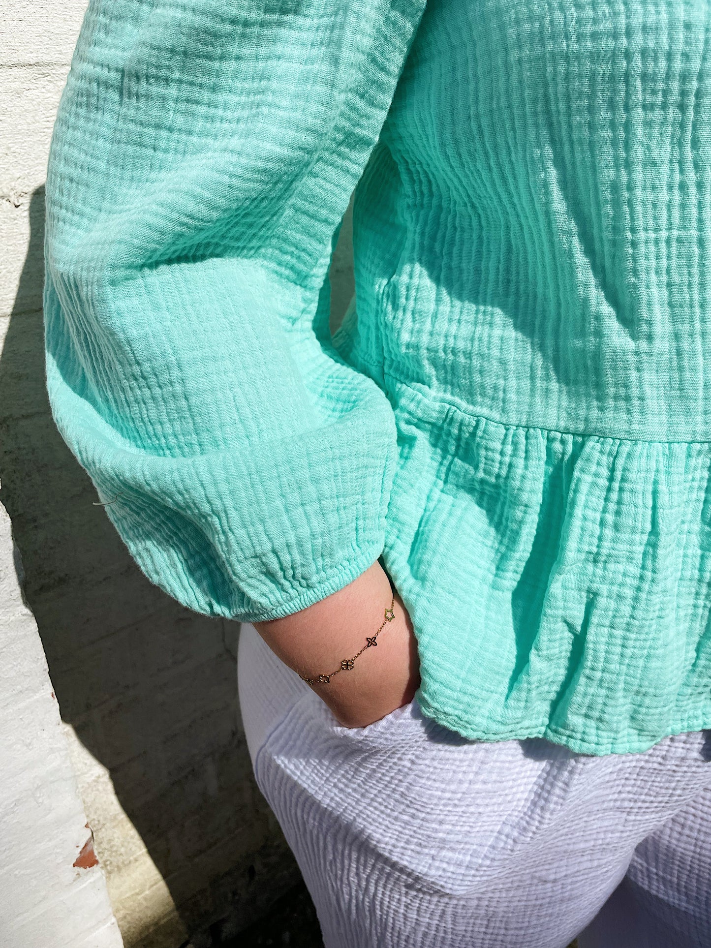 The Cute Bow Top - Muntgroen
