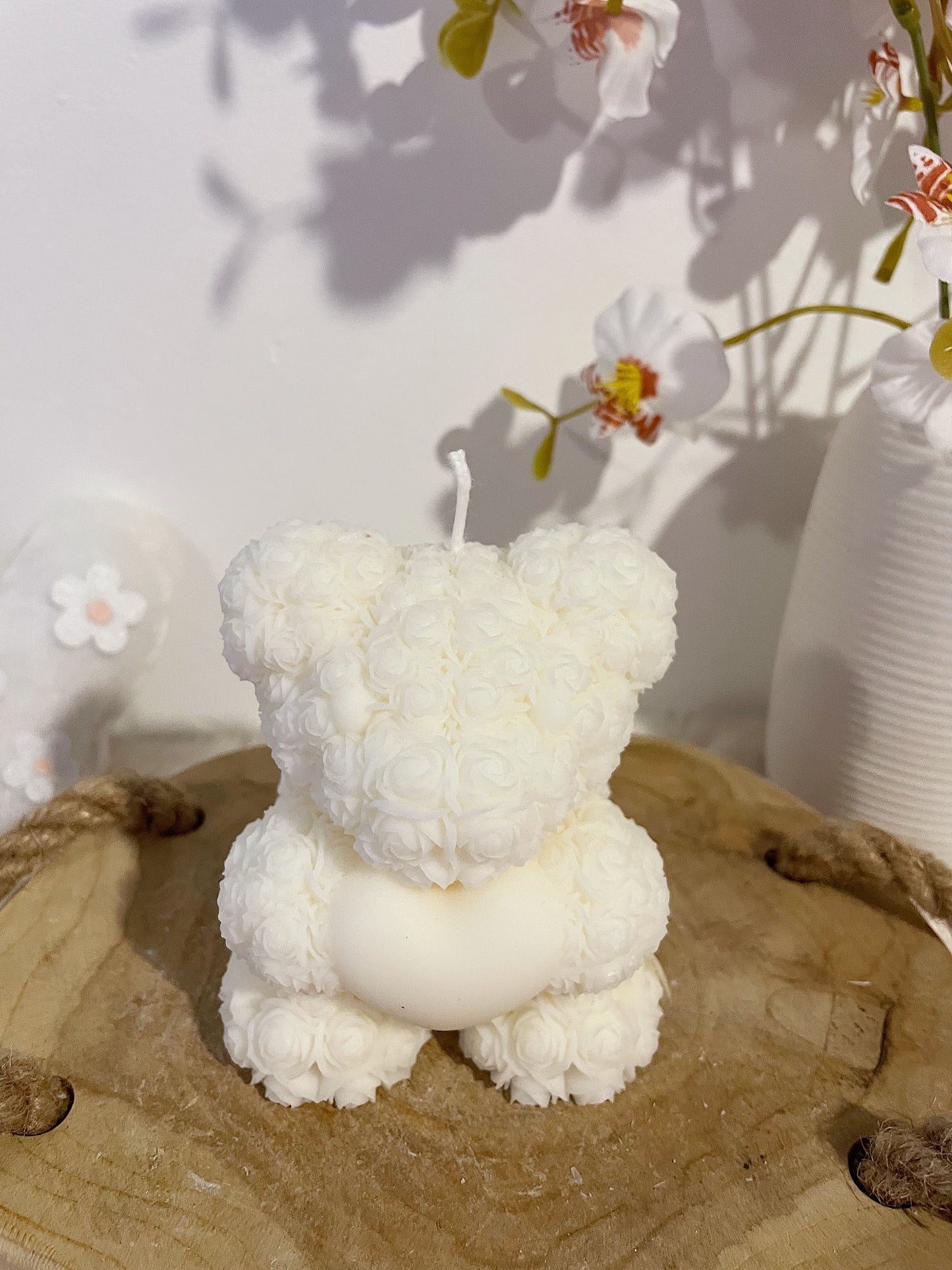 The Rose Teddy Bear Candle - wit