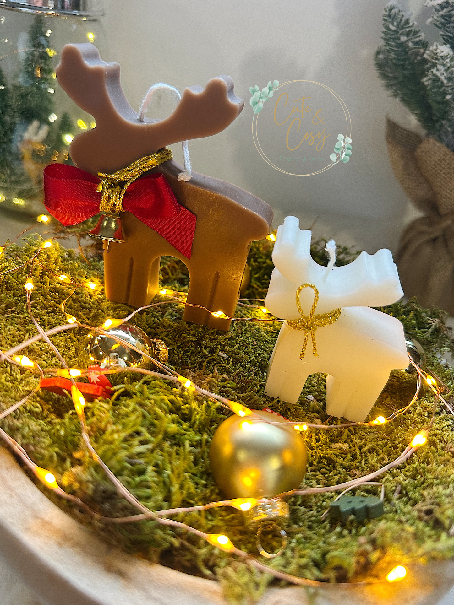 Cadeausetje Deer In The Forest ( alles inbegrepen: schaal, lampjes decoratie, kaars..)