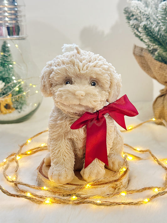 XXL Hond met strik kersteditie - beige