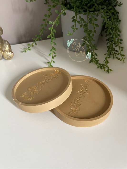 Ronde schaaltjes met goud - bruin/ beige