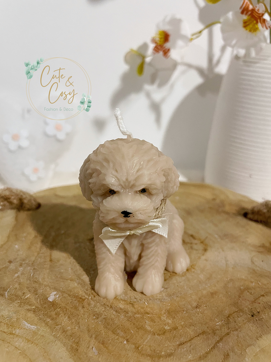 Mini hond met strik - beige