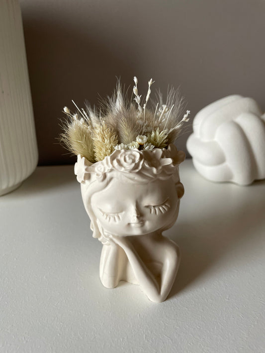 Meisjes vaas - beige (inclusief droogbloemen)