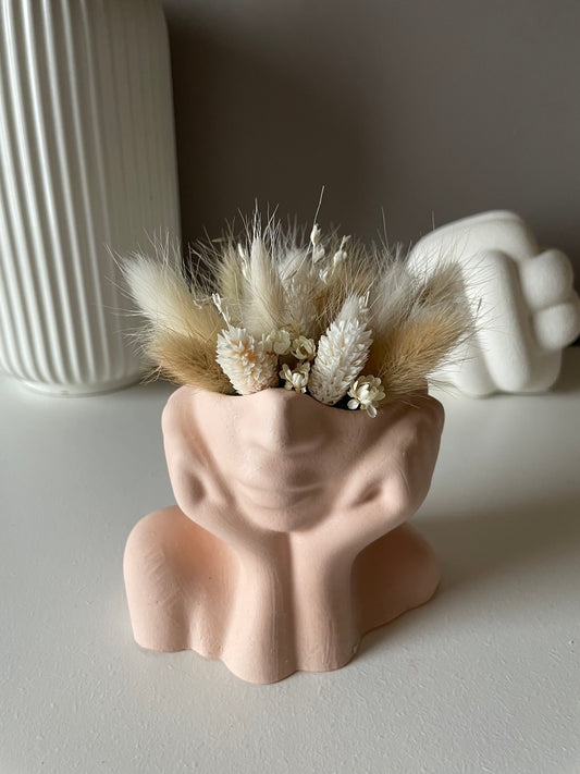 Vrouw vaas - roos (inclusief droogbloemen)