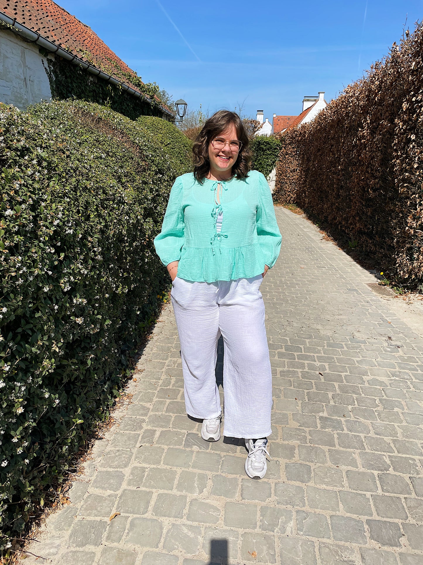 The Cute Bow Top - Muntgroen