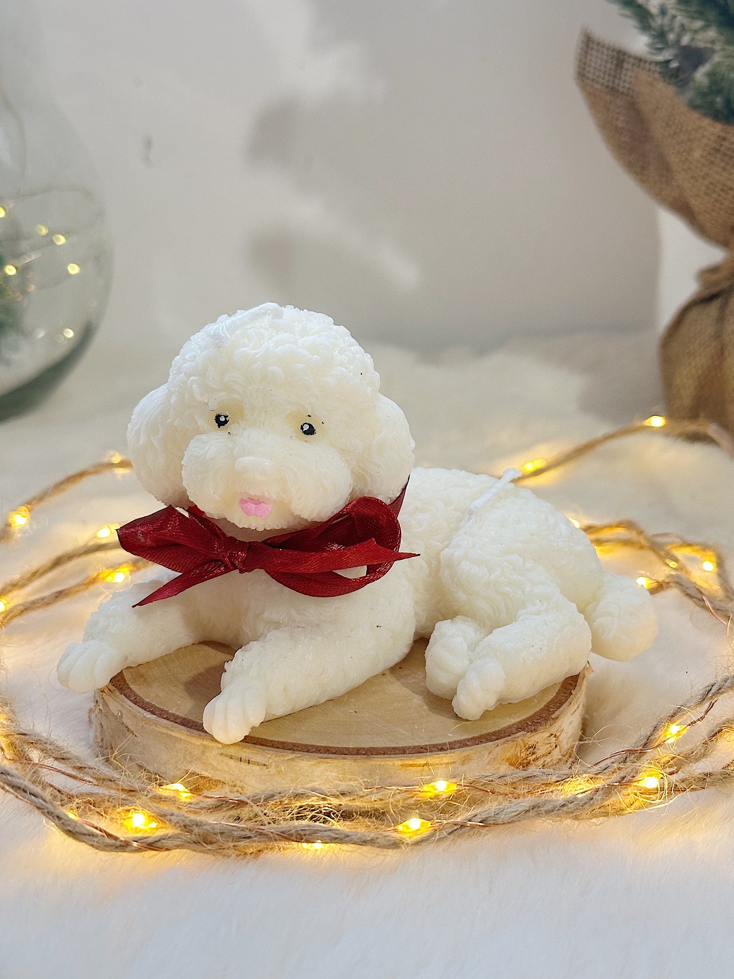 Puppy candle kersteditie- wit