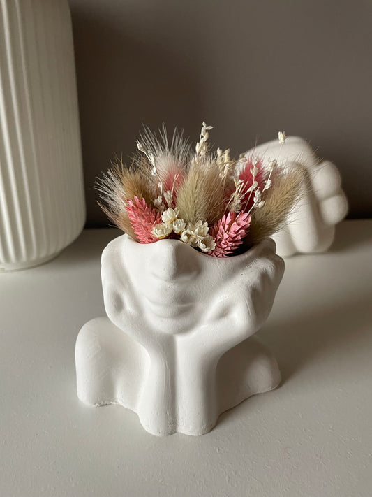 Vrouw vaas (inclusief droogbloemen) - wit