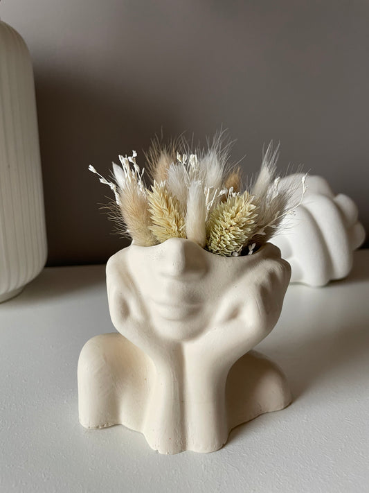 Vrouw vaas - beige (inclusief droogbloemen)