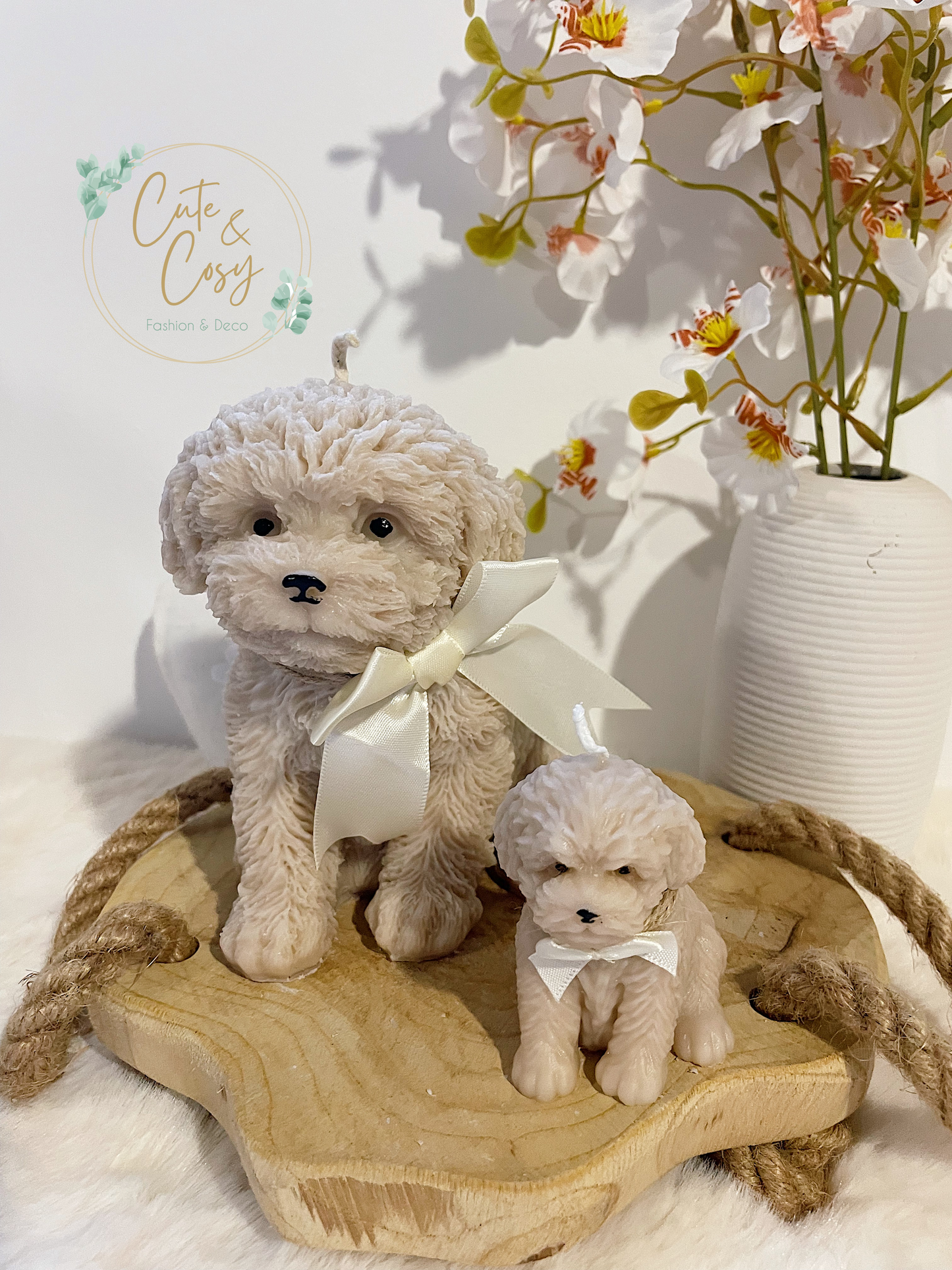 XXL hond + mini hond setje - beige