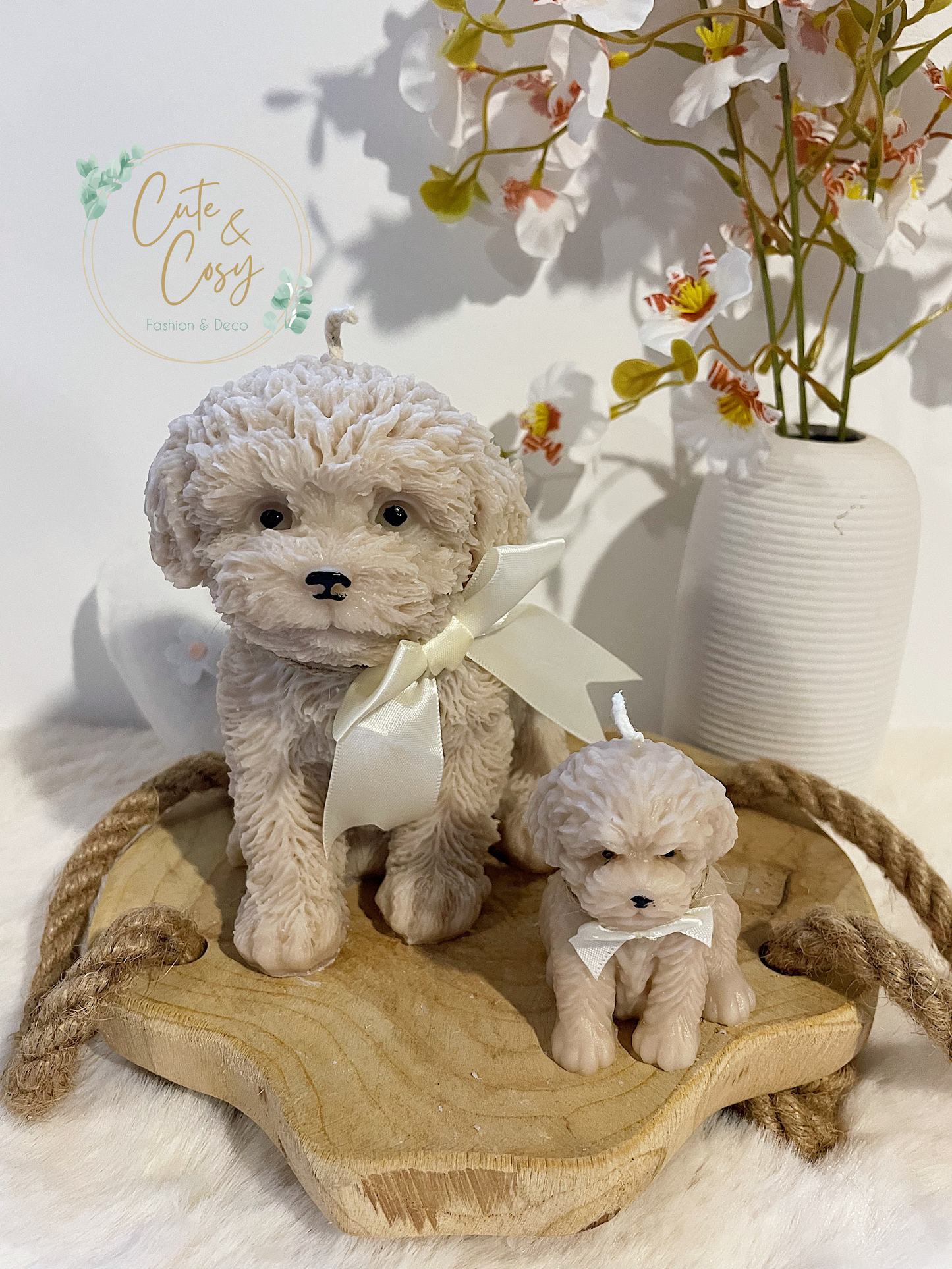 XXL hond + mini hond setje - beige