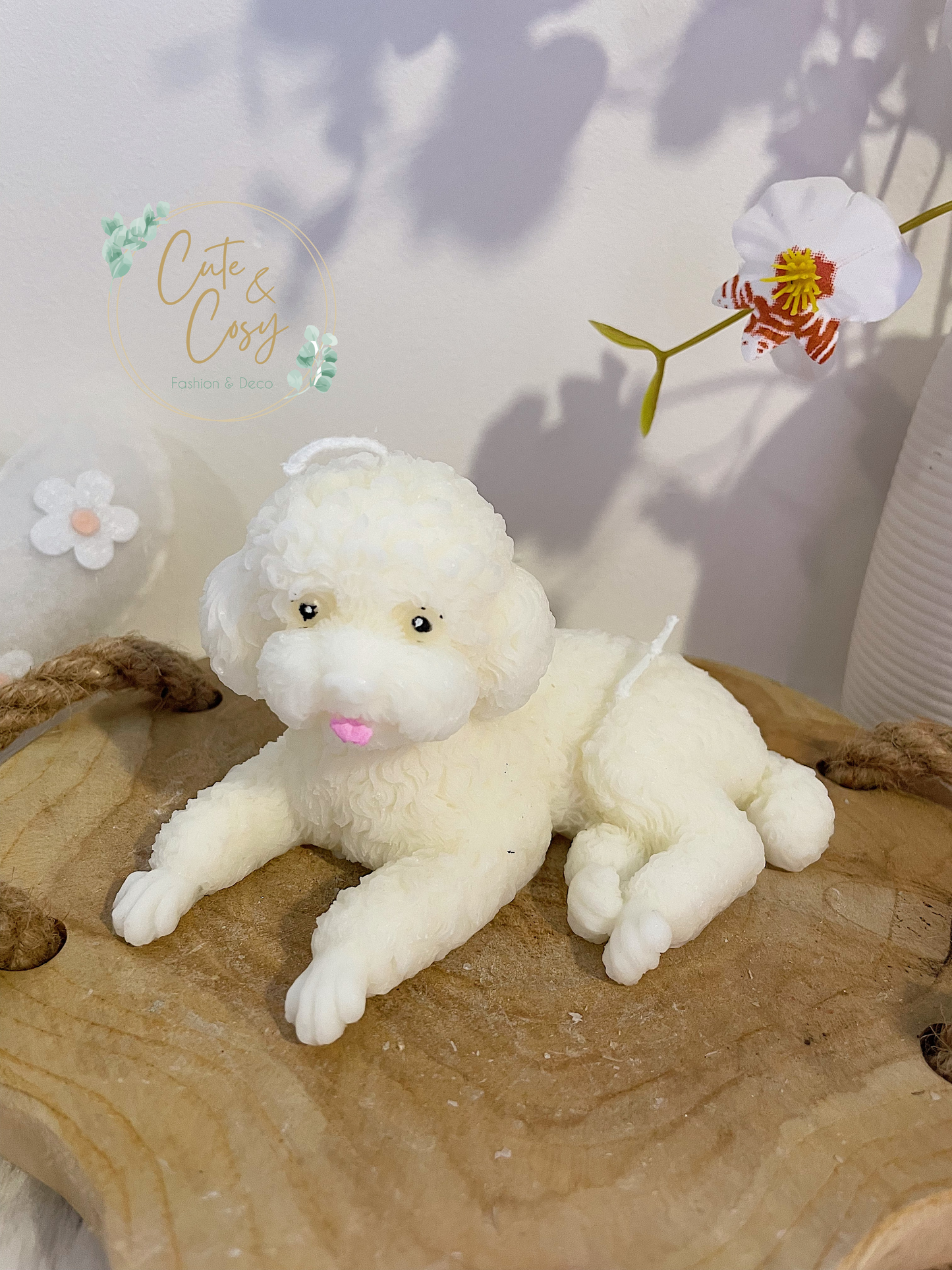 Puppy candle - wit
