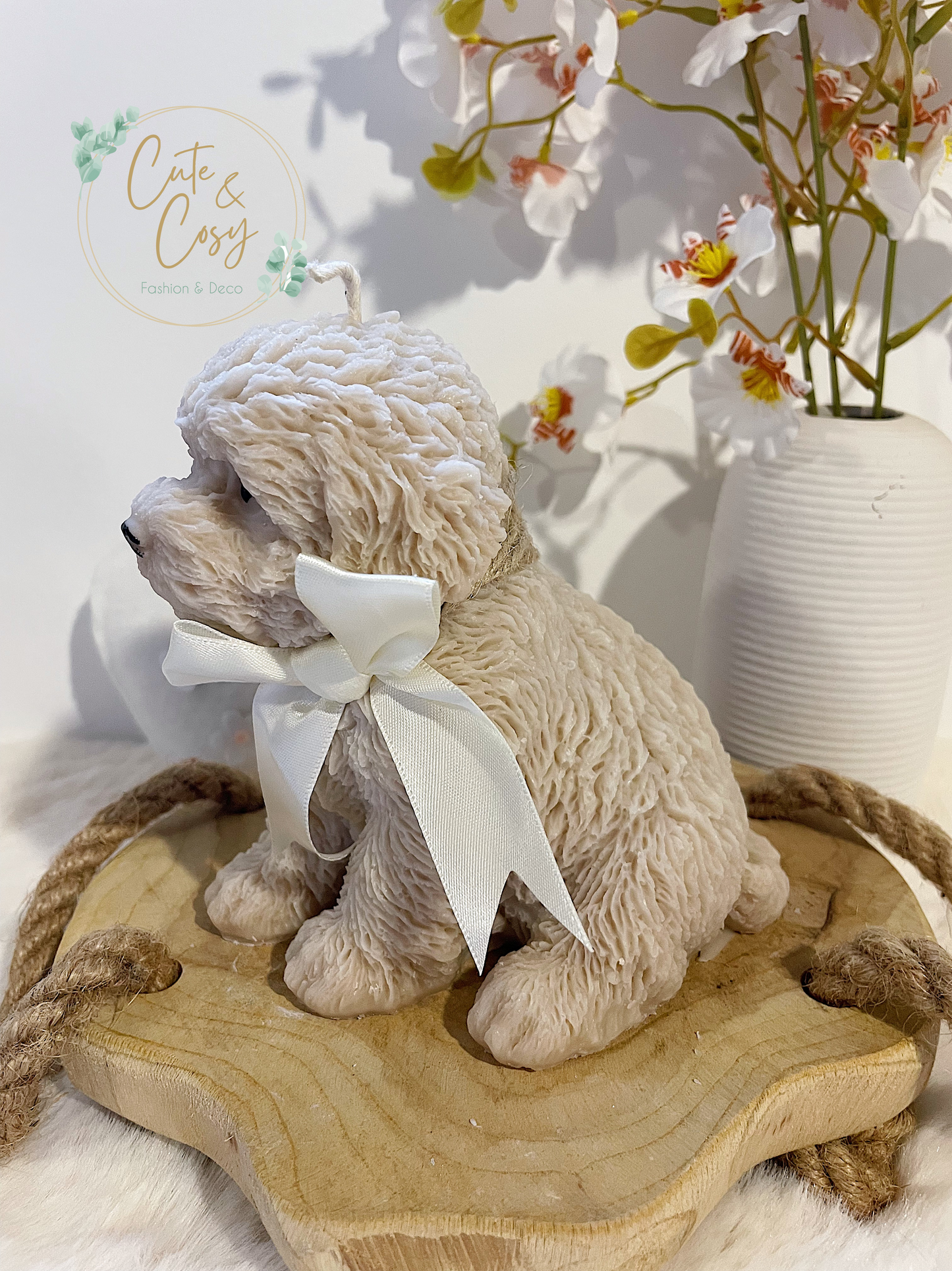 XXL Hond met strik - beige