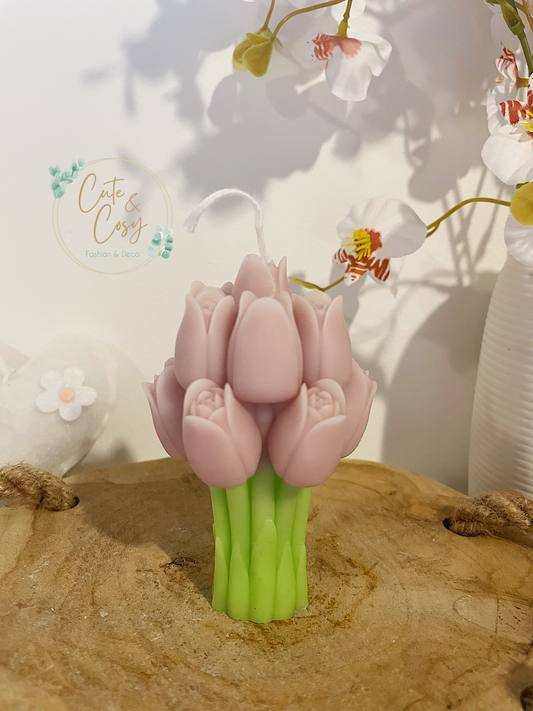 Tulpen boeket kaars - oud roze