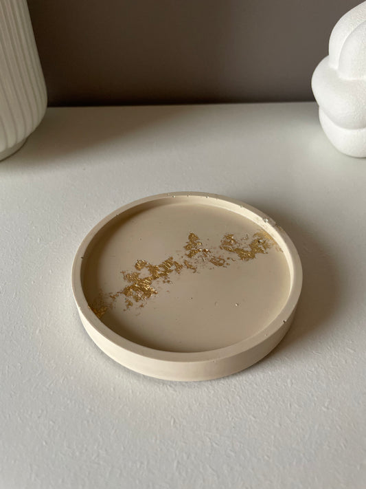 Rond Gouden schaaltje - beige