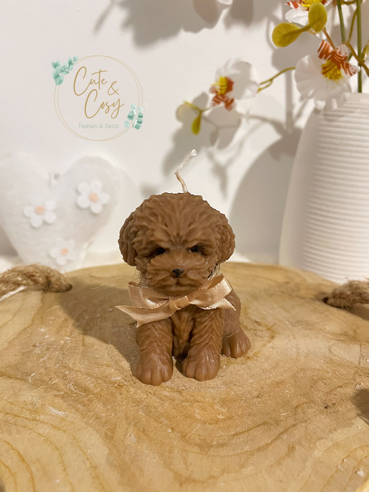 Mini hond met strik - bruin