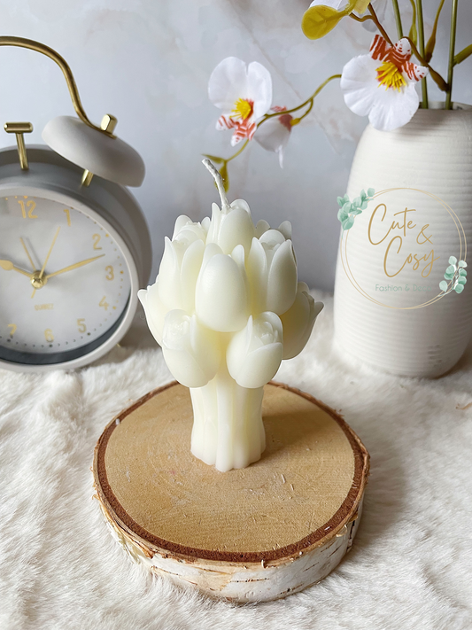 Tulpen boeket kaars - wit