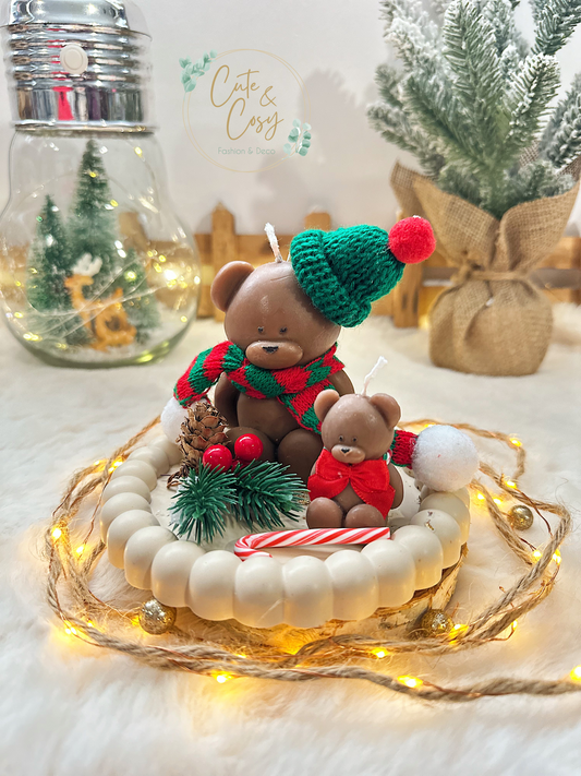 Cadeau bruine Kerstbeertjes met bubble schaal