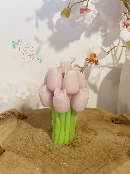 Tulpen boeket kaars - licht roos