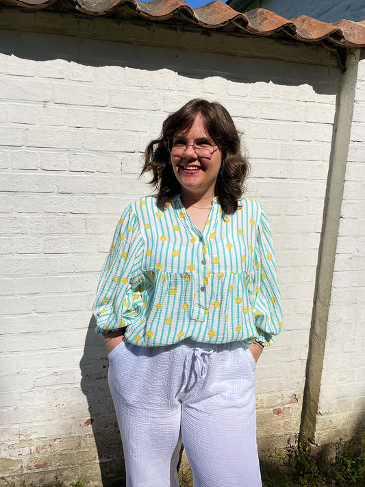 Summer in Italy Blouse - Muntgroen