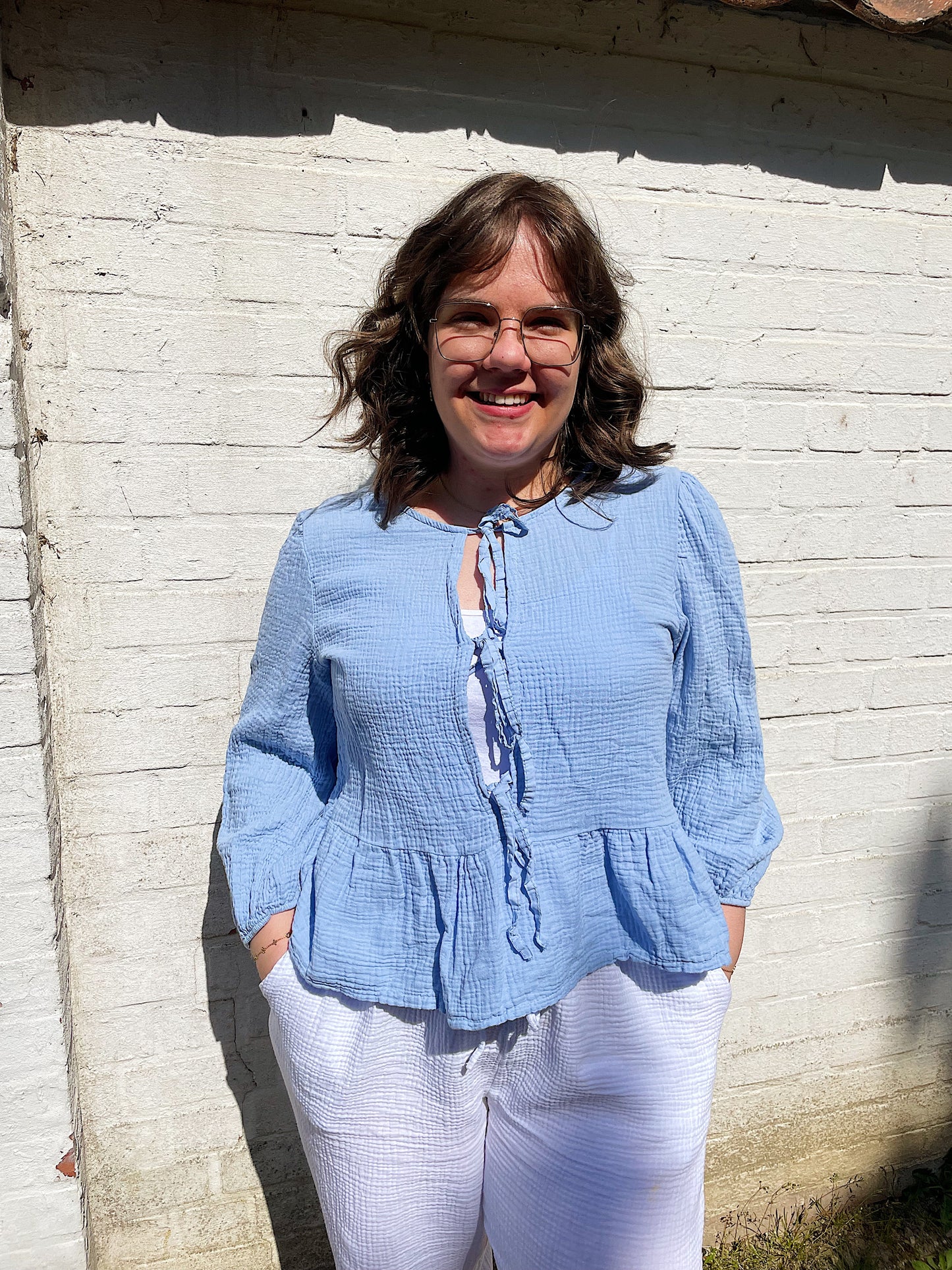 The Cute Bow Top - Sky Blue