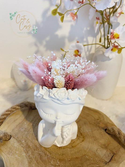 Meisjes vaas 2.0 - wit/ roos (inclusief droogbloemen)