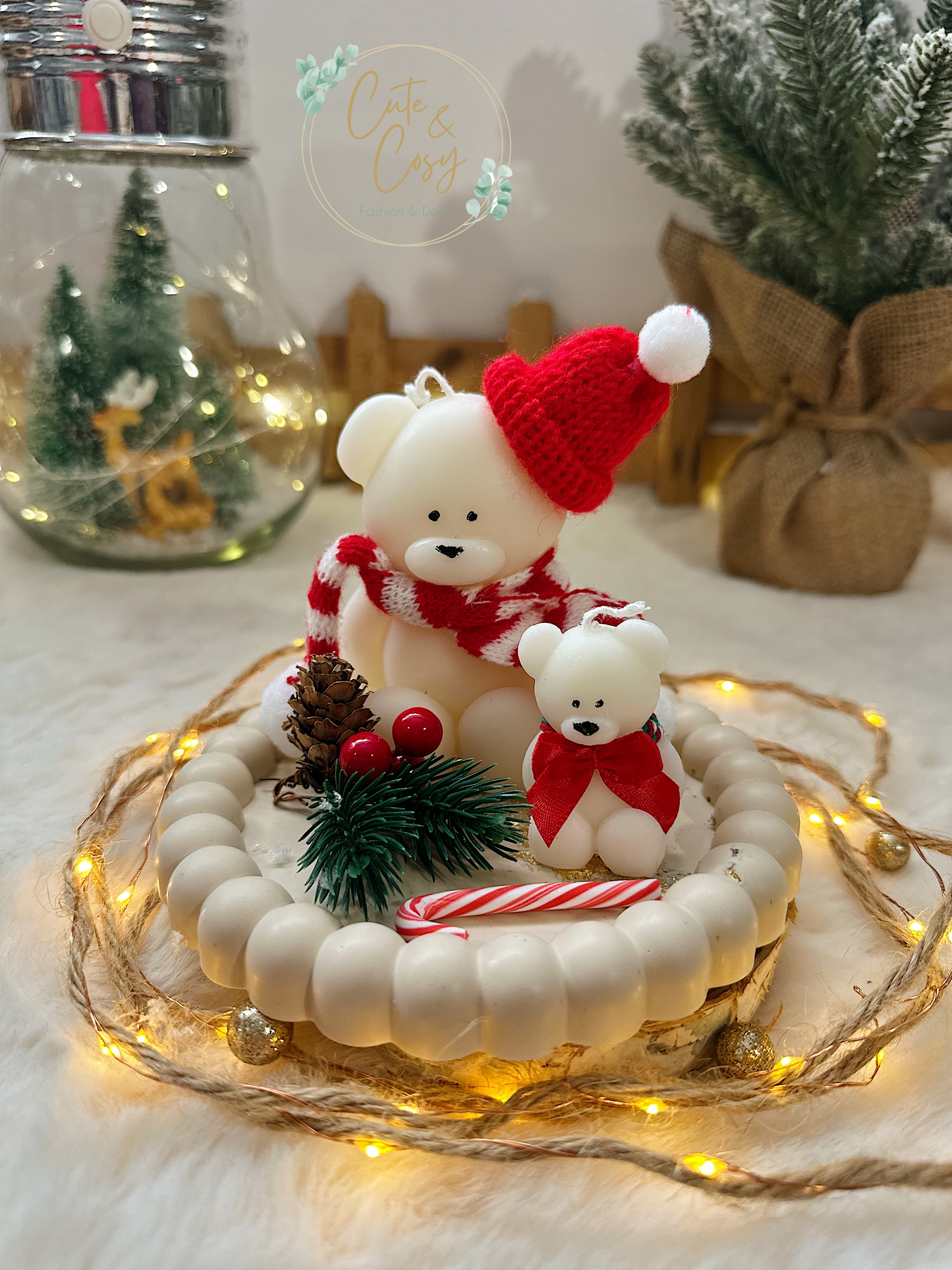 Cadeau witte Kerstbeertjes met bubble schaal