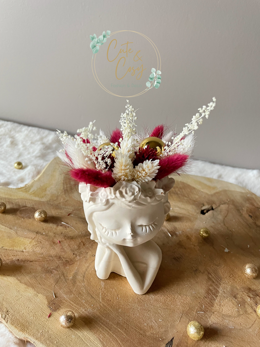 Meisjes vaas met kerstballen - bordeaux