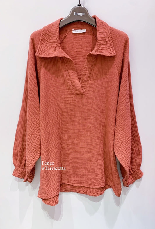 The Elin Blouse - Burnt Orange