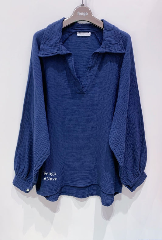 The Elin Blouse - Dark Blue